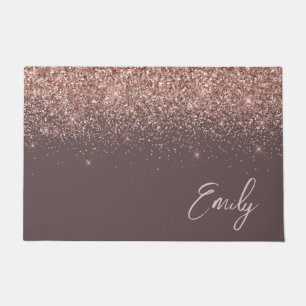 Terracotta Roos Gold Blush Pink Glitter Monogram Deurmat