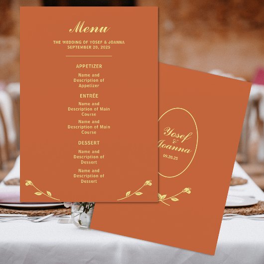 Terracotta Roos Wedding Menu