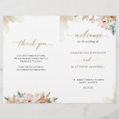 Terracotta rose Floral Mariage programme de cérémo (Devant)