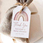 Terracotta Roze Boho Regenboog Baby shower Cadeaulabel