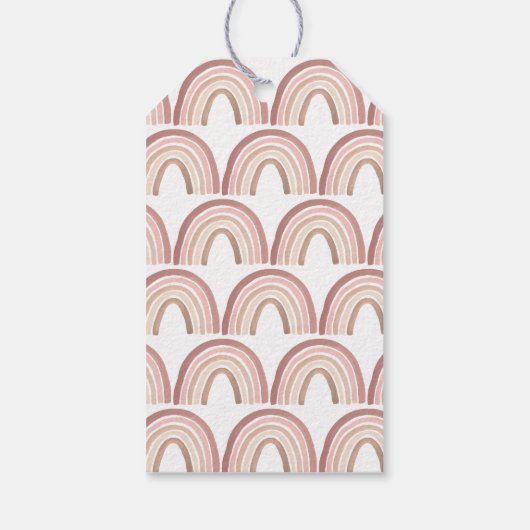 Terracotta Roze Boho Regenboog Baby shower Cadeaulabel (Achterkant)