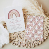 Terracotta Roze Boho Regenboog Baby shower Kaart