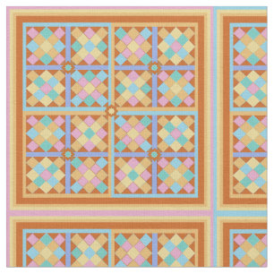 Terracotta roze en blauwgroen quilt tegels stof
