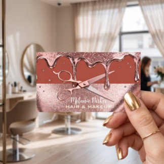 Terracotta Roze Goud Glitter Drip Scharen Visitekaartje