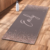 Terracotta Roze Goud - Roze Glitter Monogram Yogamat