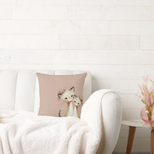 Terracotta Roze Stof Rose Gouden Accenten Kat Maat Kussen
