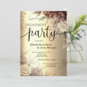 Terracotta Rozen Elegant Gold Script Verloving Kaart (Staand voorkant)