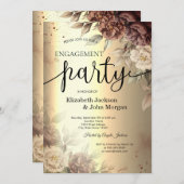 Terracotta Rozen Elegant Gold Script Verloving Kaart (Voorkant / Achterkant)