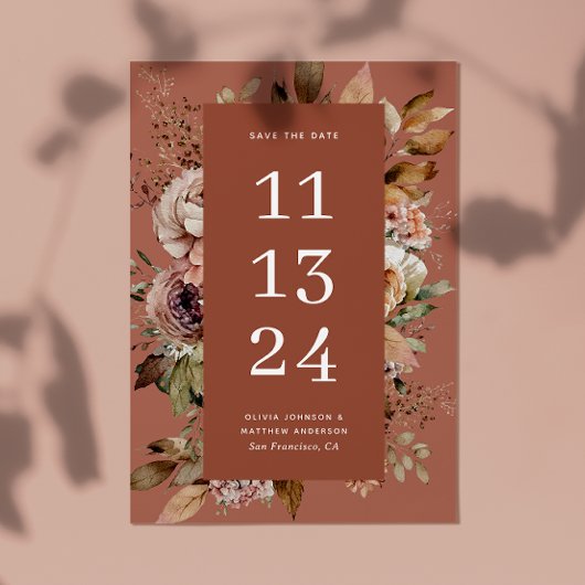 Terracotta Rozen Klei Herfst | Gewürzige Rozenhout Save The Date