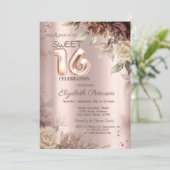 Terracotta Rozen Roos Gold Sweet 16 Kaart (Staand voorkant)