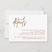 Terracotta Rust Burnt Orange Mariage Détails carte (Devant)