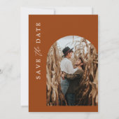 Terracotta Rust Burnt Oranje Foto Save the Dates Date (Achterkant)