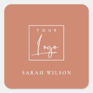 Terracotta Rust Custom Promotion Business Logo Vierkante Sticker