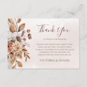Terracotta Rust Floral Boho Fall Wedding Bedankkaart (Voorkant)