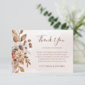 Terracotta Rust Floral Boho Fall Wedding Bedankkaart (Staand voorkant)