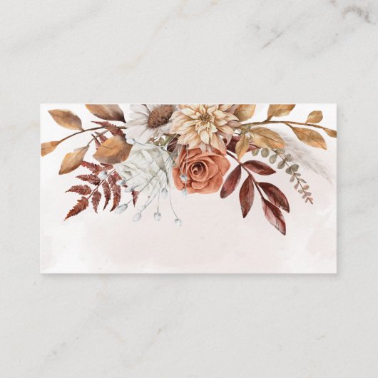 Terracotta Rust Floral Boho Fall Wedding Website Informatiekaartje (Achterkant)