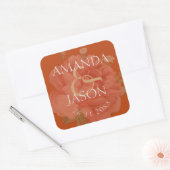 Terracotta Rust Floral Cute  Wedding Vierkante Sticker (Envelop)