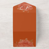 Terracotta Rust Floral Monogram  huwelijk All In One Uitnodiging (Buitenkant)