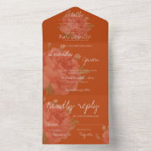 Terracotta Rust Floral Monogram  huwelijk All In One Uitnodiging (Binnen)