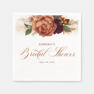 Terracotta Rust Floral Pampas Grass Vrijgezellenfe Servet