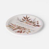 Terracotta Rust Flowers Boho Herfst Foliage Papieren Bordje (Gekanteld)