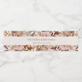 Terracotta Rust Flowers Boho Herfst Foliage Waterfles Etiket (Enkel label)