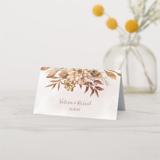 Terracotta Rust Flowers Boho Herfst Foliage Weddin (Achterkant)