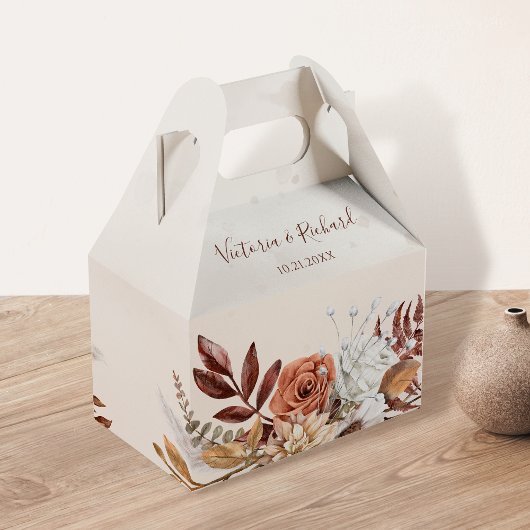 Terracotta Rust Flowers Boho Herfst Foliage Weddin Bedankdoosjes