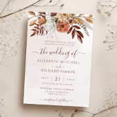 Terracotta Rust Flowers Boho Herfst Foliage Weddin Kaart