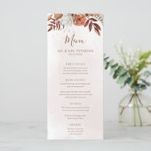 Terracotta Rust Flowers Boho Herfst Foliage Weddin Menu (Staand voorkant)