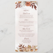 Terracotta Rust Flowers Boho Herfst Foliage Weddin Menu (Voorkant)