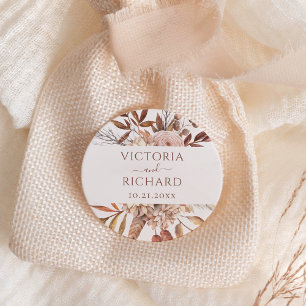 Terracotta Rust Flowers Boho Herfst Foliage Weddin Ronde Sticker