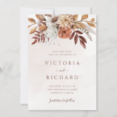 Terracotta Rust Flowers Boho Herfst Foliage Weddin Save The Date (Voorkant)
