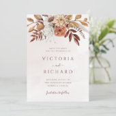 Terracotta Rust Flowers Boho Herfst Foliage Weddin Save The Date (Staand voorkant)
