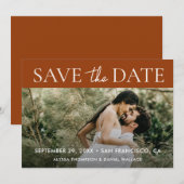Terracotta Rust Foto Save the Date bruiloft (Voorkant / Achterkant)