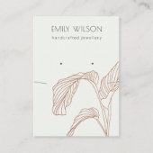 Terracotta Rust Palm Leafy Sketch Earring Ketting Visitekaartje (Voorkant)