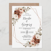 Terracotta Rust Pampas Grass Rustic Boho Wedding Kaart (Voorkant / Achterkant)