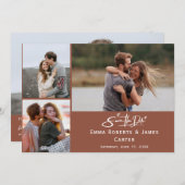 Terracotta Rust Photo Enregistrer la carte Date (Devant / Derrière)