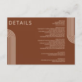 Terracotta Rustic Boho Arched Modern Wedding Informatiekaartje (Voorkant)