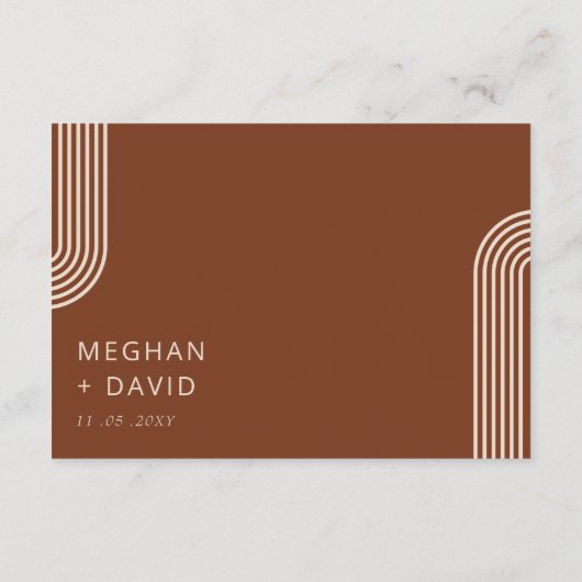 Terracotta Rustic Boho Arched Modern Wedding Informatiekaartje (Achterkant)