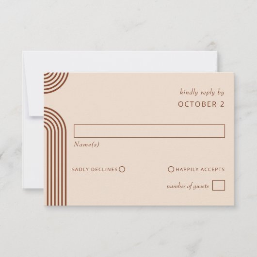 Terracotta Rustic Boho Arched Modern Wedding RSVP Kaartje (Voorkant)