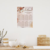 Terracotta Rustic Boho Floral Waterverf Wedding Poster (Keuken)