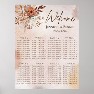 Terracotta Rustic Boho Floral Waterverf Wedding Poster