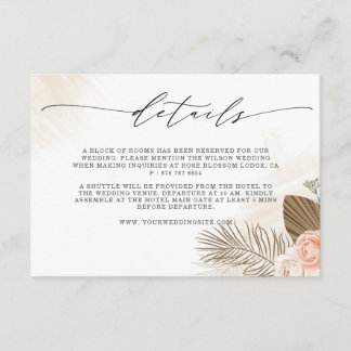 Terracotta Rustic Boho Wedding Chic Script Detail Informatiekaartje