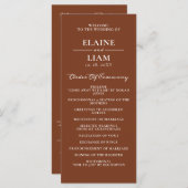Terracotta Rustic Burnt Oranje Modern Wedding Programma (Voorkant / Achterkant)