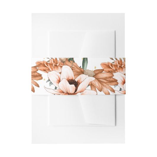 Terracotta Rustic Floral Gold Elegant Chic Uitnodigingen Wikkel (Voorkant Voorbeeld)