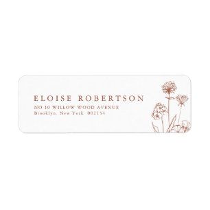Terracotta Rustic Floral Herfst Wildflower Adres Etiket