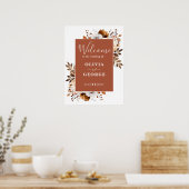 Terracotta Rustic Floral Mariage Affiche de bienve (Cuisine)