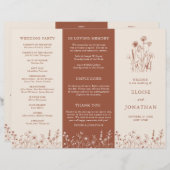 Terracotta Rustic Herfst Wildflower Wedding Progra (Voorkant / Achterkant)