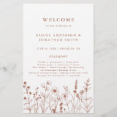 Terracotta Rustic Herfst Wildflower Wedding Progra (Voorkant)